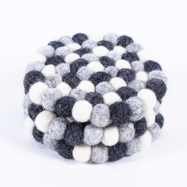 Natural Tea Coasters, Round Felt Ball Coasters Set of 4, Wool Felt Coaster, Felted Coaster Active